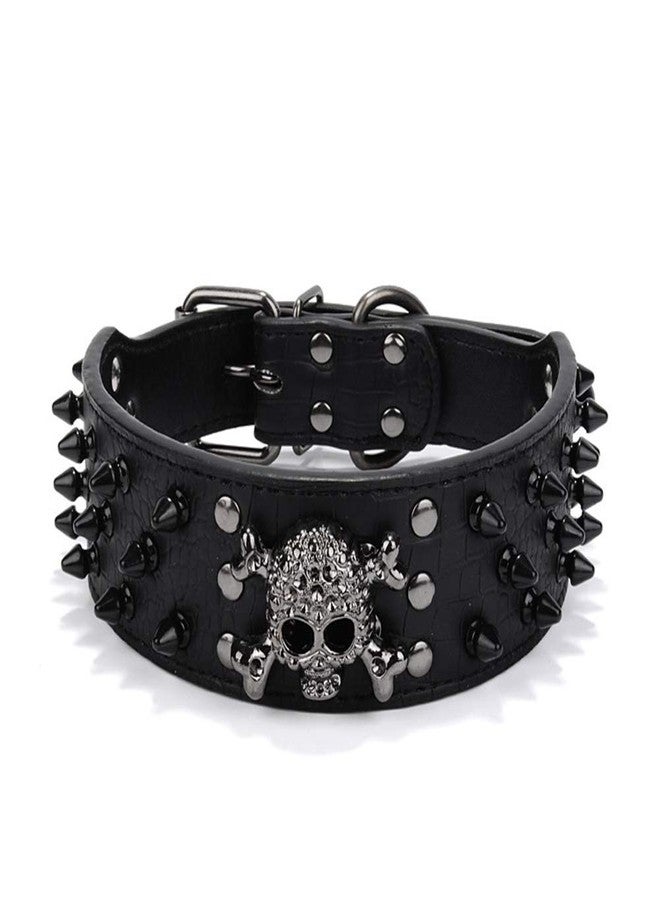 ETOPARS Skull Rivet Pet Collar, Skull Adjustable with Spike Rivets Crocodile Leatherette Dog Collar, Collars for Large Medium and Small Dog - Image 1
